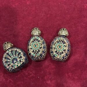 3 Vintage Miniature Perfume Bottles in Bohemia Glass